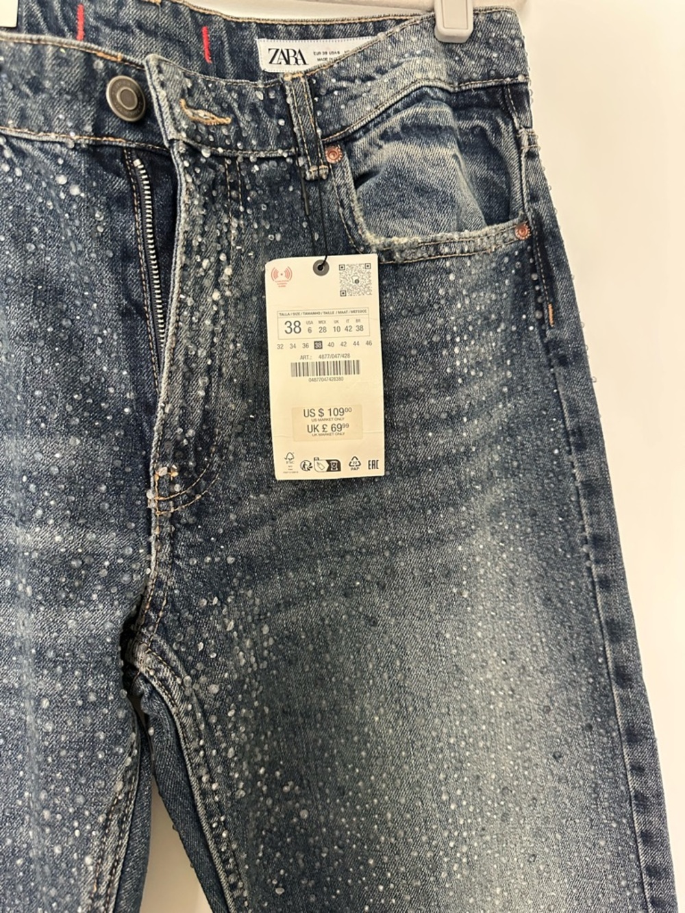 ZARA Crystal Denim Jeans